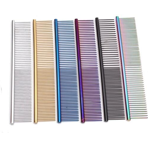 6703 1Pcs Stainless Steel Pet Dog Comb for Dogs Cats Hair Removal Single Row Straight Comb Puppy Hair Grooming Tool Pet Products
