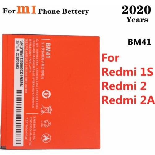 2020 Years BM41 Battery For Xiaomi Hongmi Redmi 1S,Redmi 2,Redmi 2A Phone Replacement Batteries 2050mAh High Quality bateria