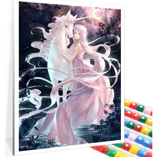 QIZITENG 5D Unicorn Diamond Mosaic Square/Round Animal DIY Diamond Embroidery Handmade Crafts Home Decoration Gift