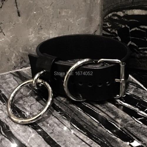 Oversized Women Girl Punk Gothic 100% Handcrafted Buckle Choker Tall Wide Belt Bondage Sub Collar Leather Necklace