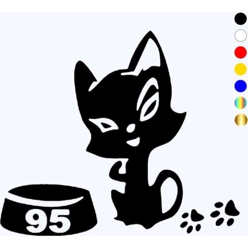 CK3165#12*10cm Cat on a gas tank 95 reflective funny car sticker vinyl decal silver/black auto stickers for bumper rear window