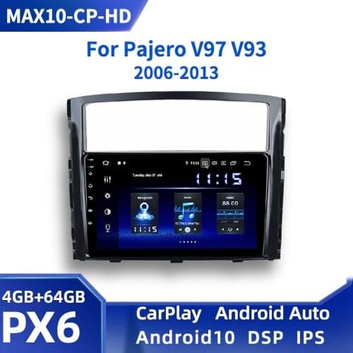 9" Android 10.0 Car Radio for Mitsubishi Pajero V97 V93 Stereo 2006-2013 GPS Navi DSP 1280*720 HD Screen CarPlay 4GB+64GB