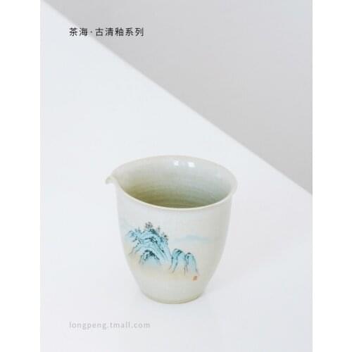 Porcelain, clear glaze, hand-made plant ash, tea sea, fair cup, Kung fu tea set, accessories, tea dispense, simple and retro