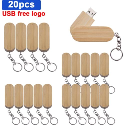 20pcs/lot Customize LOGO wooden rotate usb 2.0 U Disk Flash drive thumb pen drive 8GB 16GB 32GB 64GB Pendrive 128GB for Wedding