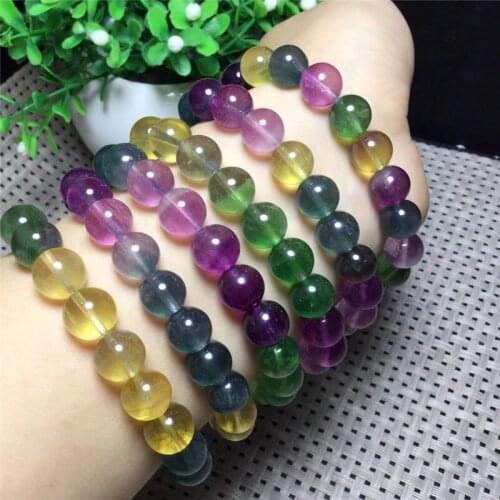 Fluorite Natural Color Fluorite Bracelet Single-circle Colorful Multi-color Mixed Crystal Jewelry Bracelet