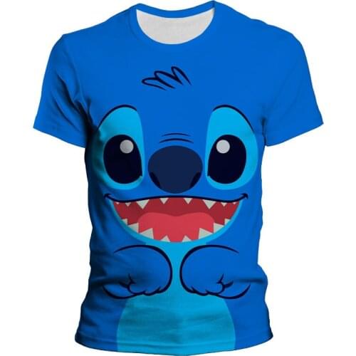 Men Women T-shirt Disney Cartoon Anime Lilo&Stitch Short-sleeved Shirt Teenager Clothes Summer Funny Cute Girl T-shirt Tees