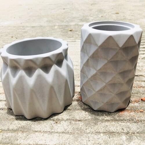 Geometry Vase Concrete Mold Origami Design Cement Flower Pot Pen hodler Silicone Mold Molds for Concrete Planter