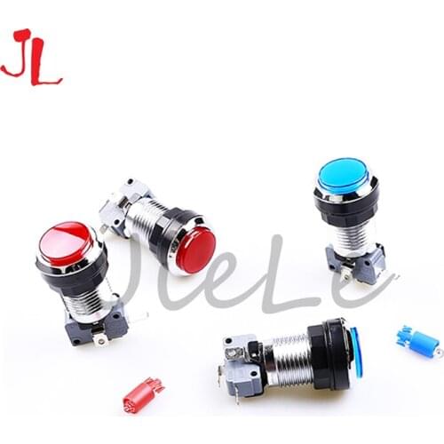 33mm diameter 28mm mounting hole CHROME Plated illuminated 12v LED Arcade Push Button with microswitch 5 colors