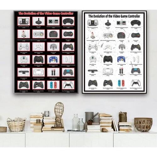 Video game controller poster wall art and retro player poster decoration teen boy room fashion canvas painting