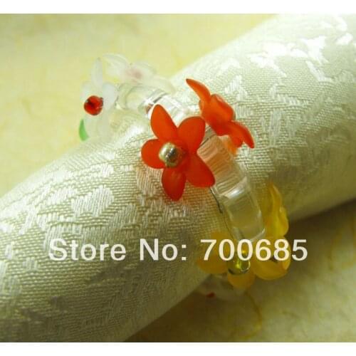Crystal flower napkin ring, napkin holder for wedding