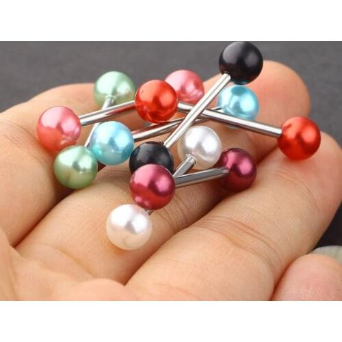 JUNLOPWY Stainless Steel Bar Acrylic Ball 14g Tongue Barbell Rings Nipplerings Ear Tragus Earrings Piercings Body Jewelry 200pcs