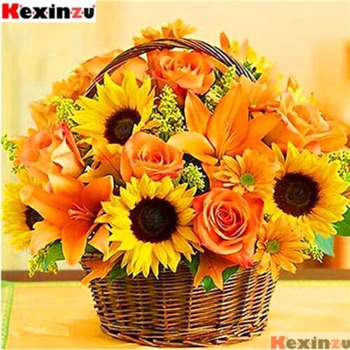 Full Square/Round Drill 5D DIY Diamond Painting"Rose sunflower"3D Embroidery Kit Cross Stitch Rhinestone Mosaic Home Decor Gift