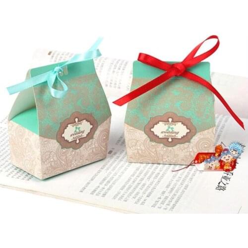 CLASSIC Blue wedding party favor candy sweets dragee box, engagement marriage gifts bomboniere packing chocolate bag, 100PCS