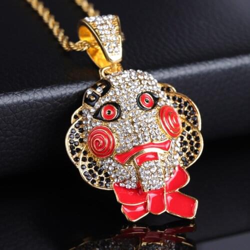 Classic Clown Pendant Necklace Fashion Men Hip Hop Style Gold Silver Color Chain Necklace Jewelry For Women Best Gift