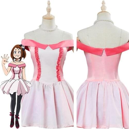 My Hero Academia Boku no Hero Academia Two Heroes Ochaco Uraraka Cosplay Costume Pink Dress Halloween Cosplay costumes