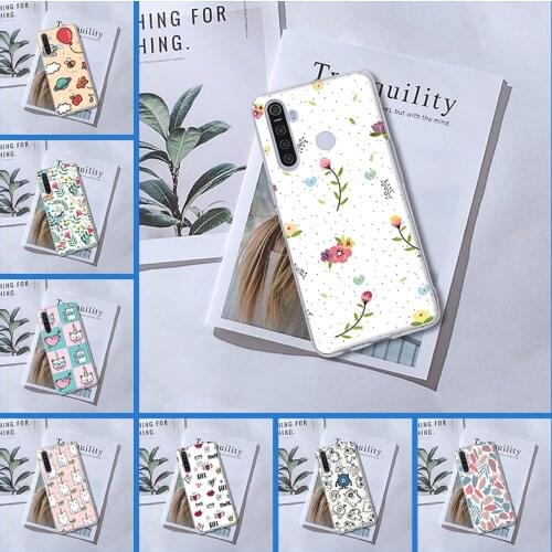 Pretty Flower Cute Cat Heart Silicone Transparent For Oppo Realme 5 6 X50 X2 Pro C3 X3 Xt C11 6i X Phone Case Back Cover Soft