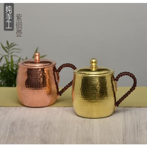 Retro copper tea water cup handmade thickened pure copper tableware milk beer coffee mug travel drinkware
