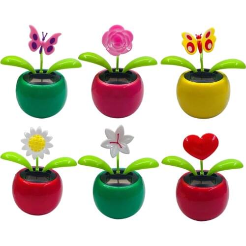 Lovely Mini Solar Power Toy Swing Dancing Flower Pot Decor Car Home Office Ornament Desk Tabletop Shop Display