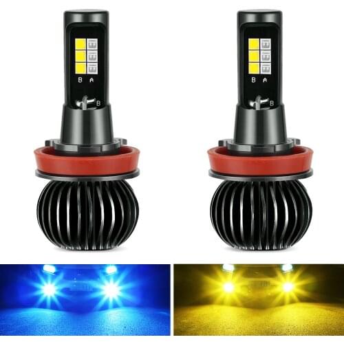 Mini lampada H4 H7 LED car Fog lights Bulb Car Headlight soptlight two-color lamp H1 H3 9005 9006 fog headlights 12V Auto leds