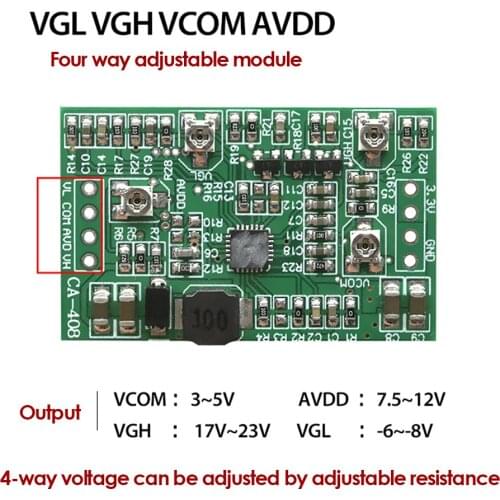 CA-508 12V CA-408 3.3V/5V Boost Board Module LCD TCON Board VGL VGH VCOM.AVDD 4 Channel Adjustable