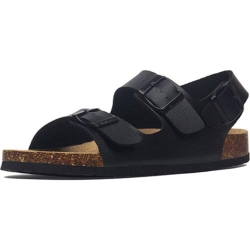 Fashion Cork Sandals 2021 New Men Casual Summer Beach Gladiator Double Buckle Strap Sandals Shoe Flat Black White Plus 35-44 45