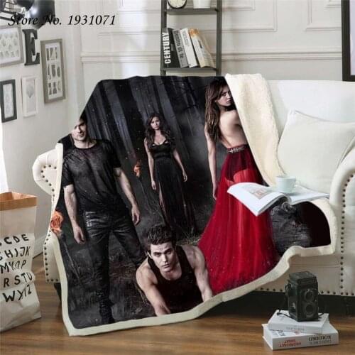 NEW Vampire Diaries 3D Printed Fleece Blanket for Beds Thick Quilt Fashion Bedspread Sherpa Throw Blanket Adults Kids 12