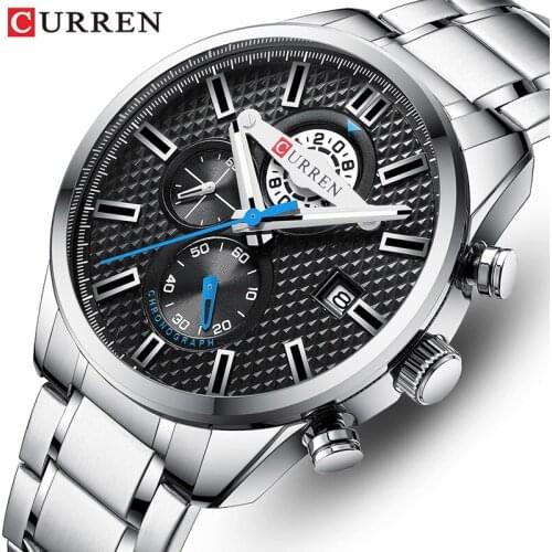 New Men Watch 2019 Luxury Stainless Steel Sport Watches Men’s Big Dial Chronograph Quartz Wristwatch Clock Male Relojes Hombre