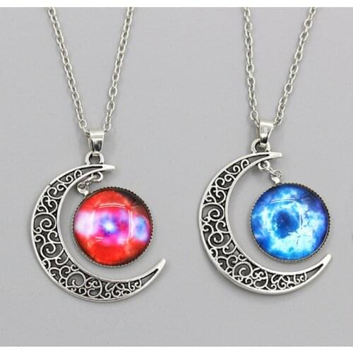New Fashion Charm 11 Colors Starry Sky Moon Gem Stone Time Pendant Necklace Interstellar Crossing Necklace Jewelry Wholesale
