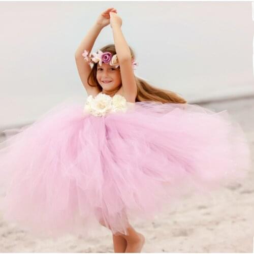 Princess Tutu Dress Flower Girl Tulle Dress Kids Birthday Party Wedding Bridesmaid Ball Gowns Photo Clothing TS082
