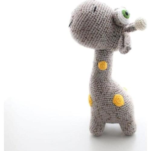 Finecraft Baffled Giraffe Plush Toy, Knitted And Stuffed Using 100% Organic Handmade Cotton Yarn