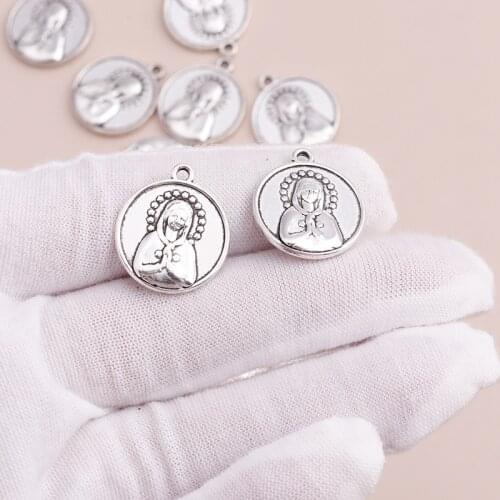 10pcs 19x19mm Metal Alloy Virgin Mary Pendants Bracelets & Necklaces DIY Making Jewelry Finding Viantge Charms Trinket
