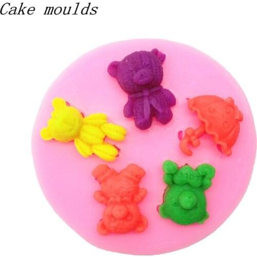 Silicone mold K028 Bear Umbrella shape baking mold Fondant cake mold chocolate mold Decoration tools