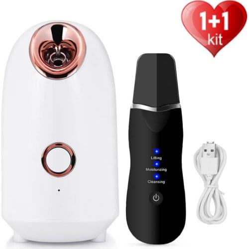 Ultrasonic Skin Scrubber Peeling Shovel Pore Cleaner Hot Steamer Face Sprayer Moisturizing Facial Steam Device Women Beauty