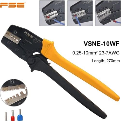 VSNE-10WF Crimping Pliers 0.25-10mm2 23-7AWG Tube Bootlace Terminals Ferrules Ratchet Clamp Plier Electrican Crimping Hand Tools