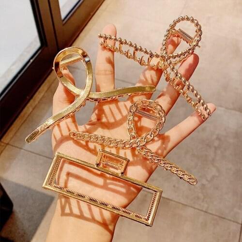 2021 Korean New Hair Claw Barrettes For Women Fashion Girl Metal Geometric Hollow Out Headwear Hair Accessories Crab Hair Clip