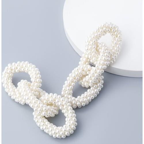 Pauli Manfi Fashion Metal Chain Pearl Earrings Womens Creative Popular Dangle Earrings Party Accessories