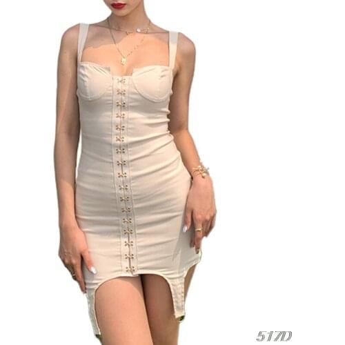 Women Sleeveless Corset Crop Top Hook Eye Closure Bodycon Mini Dress Clubwear New 2021