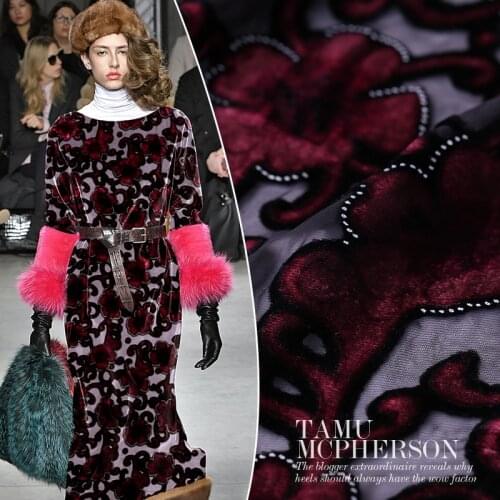 1 metre hollow-out floral mulberry real velvet silk clothing dress fabric