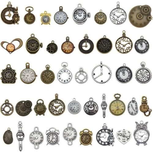 10pcsMixed Clock Watch Face Charms Alloy Necklace Pendant Finding Jewelry Making Steampunk Accessory