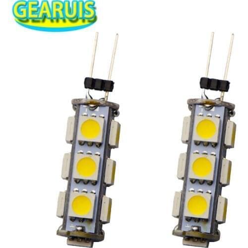 10X G4 13 SMD LED 5050 13SMD 110MA DC 12V RV Marine Boat Camper Light Bulb Lamps Warm White Cool White Car Home