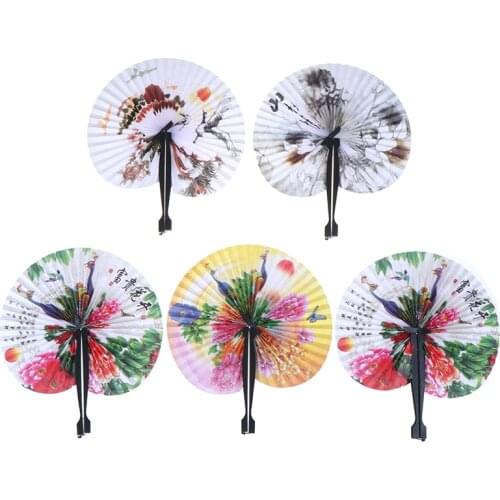 1x Chinese Paper Folding Hand Fan Oriental Floral Peacock Party Wedding Gifts