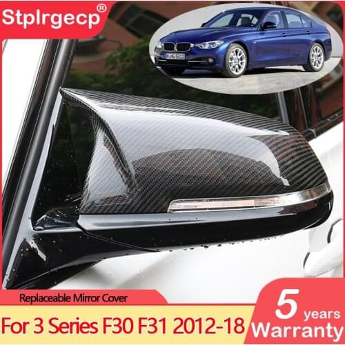 2pcs carbon Fiber Replacement Auto Car Rear View Side Mirror Cover Trim For BMW 320i 328i 330i 335i Sedan & Touring 2012-2018