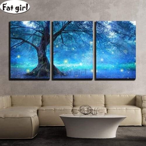 Elf Tree 5D Diy Diamond Painting embroidery full square round drill handmade crafts mosaic wall art landscape 3 spell modules