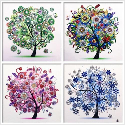 5D DIY Diamond Painting Four Seasons Tree Shaped Crystal Rhinestone Embroidery Home Decoration