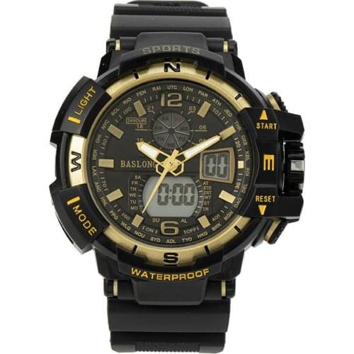 Luxury Men Watches Dual Display Waterproof Sports Watch LED Multifunctional Luminous Alarm Clock Quartz Watch for Women Men HOT