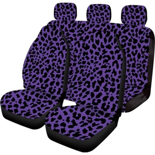 Aimaao Purple Leopard Animal Print Car Seat Covers Full Set for Auto Cars Sedan SUV Automotive Interior Accessories For Vw