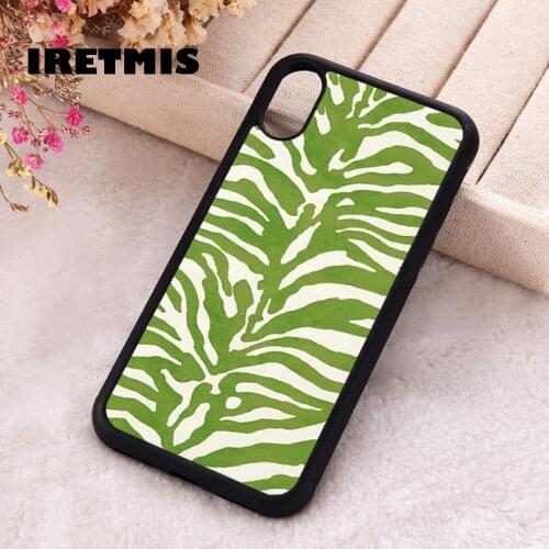 Iretmis 5 5S SE 2020 Phone Cover Case for iPhone 6 6S 7 8 Plus X Xs XR 11 12 Mini Pro Max Rubber Silicone Green Zebra