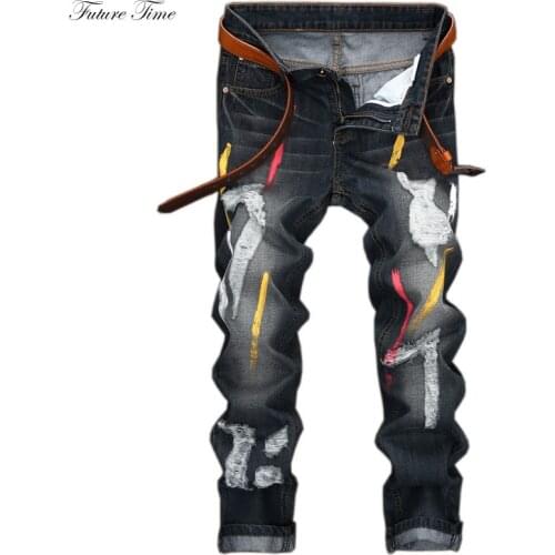 Men Jeans Ripped Jeans For Men Paint Color Washed Paint Denim Pants Biker Jeans Men Classic Jeans Brand Skinny Pants C1485