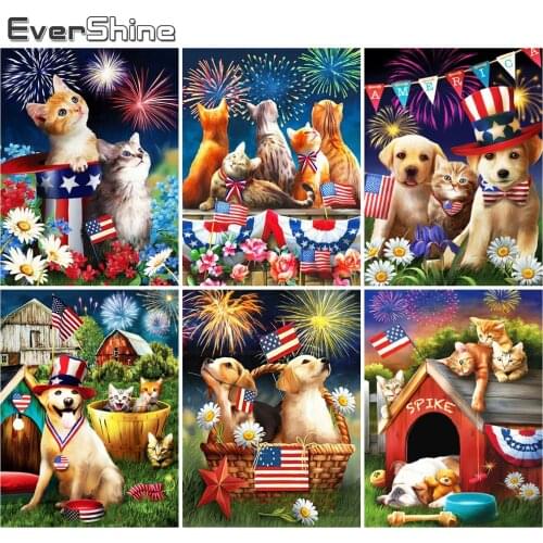 Evershine 5D DIY Diamond Painting Dog Mosaic Sale Full Square Diamond Embroidery Animals Cross Stitch Cat Home Decoration