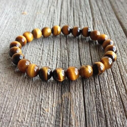 Hot Sell Natural Tiger Eye Stone Beaded Charms Bracelets Healing Strand Bracelets Exquisite Jewelry Wholesale Price 8mm Beads